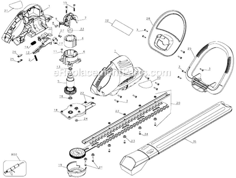 Page A Diagram and Parts List for HS1012 Type 1 Black and Decker Hedge Trimmer